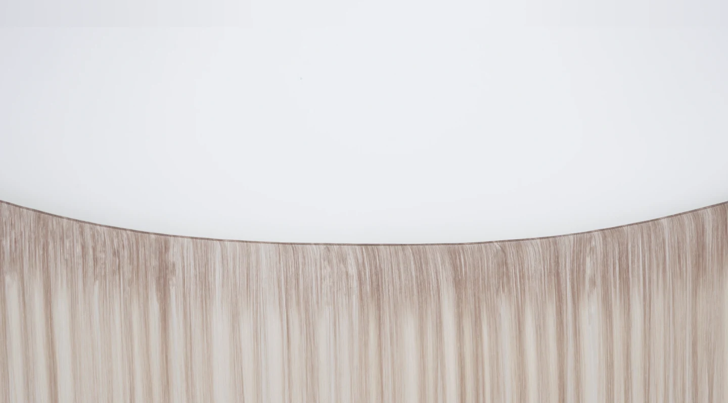 Wide hair weft showing the seam and strands