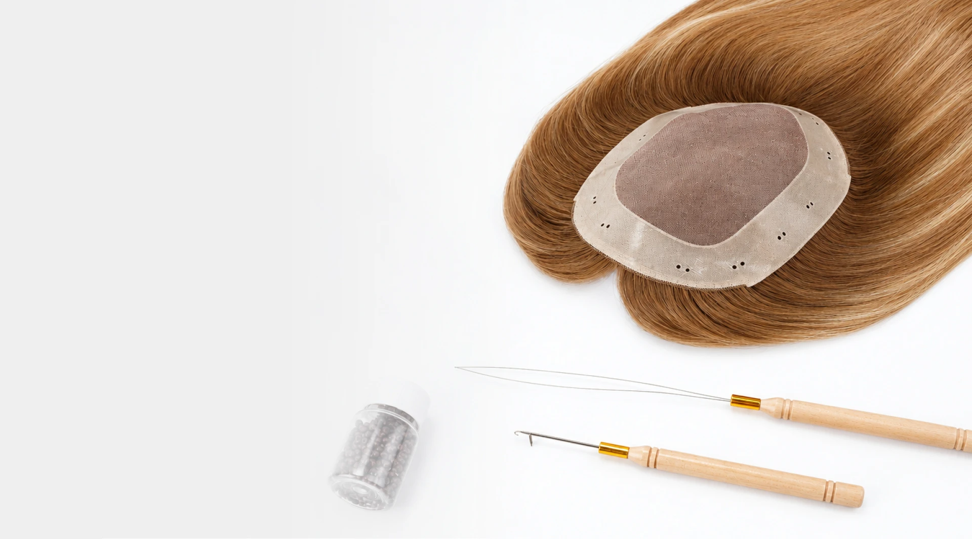 Topper showing hair and base construction